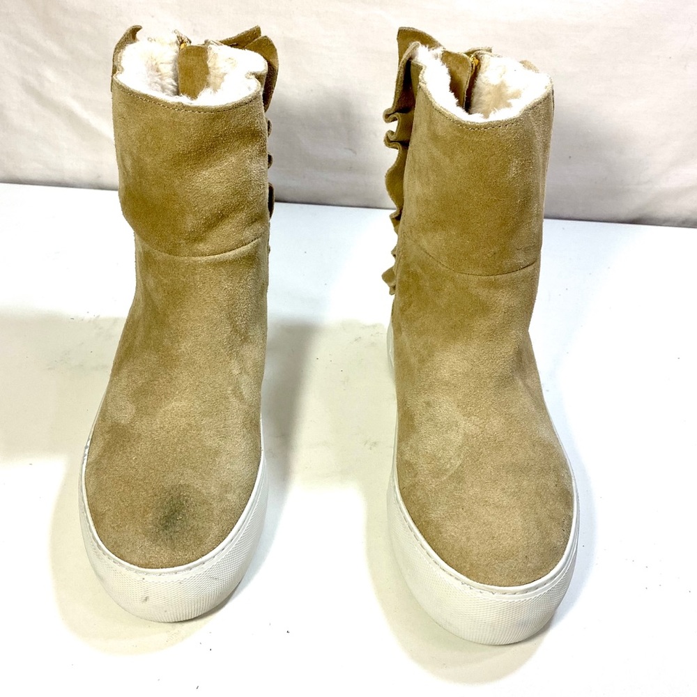 J Slides Ruffle Suede Ankle Boot Bootie - image 3